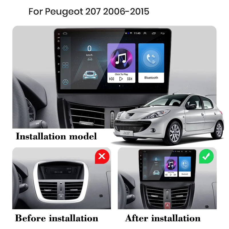 2 ГБ + 32 Android 10 для PEUGEOT 207 2006 - 2015 автомобильное радио мультимедийный видеоплеер