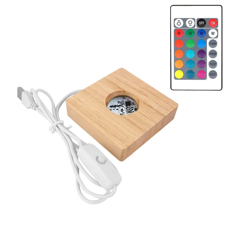 

Деревянный светодиодный ночник с пультом