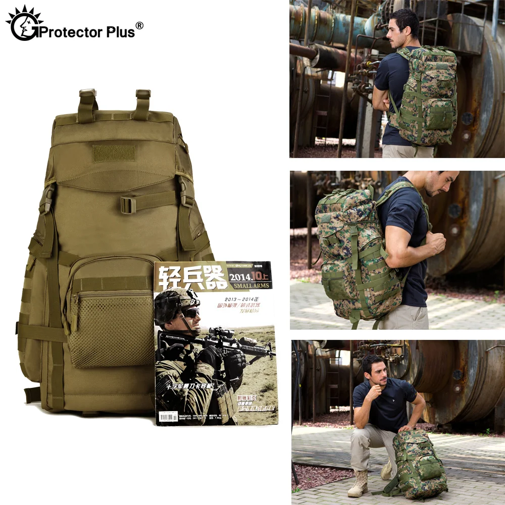 Фото Рюкзак PROTECTOR PLUS Field Backpack 60L, нейлоновый тактический рюкзак большой вместимости, удобный для путешествий, альпинизма и походов. №5