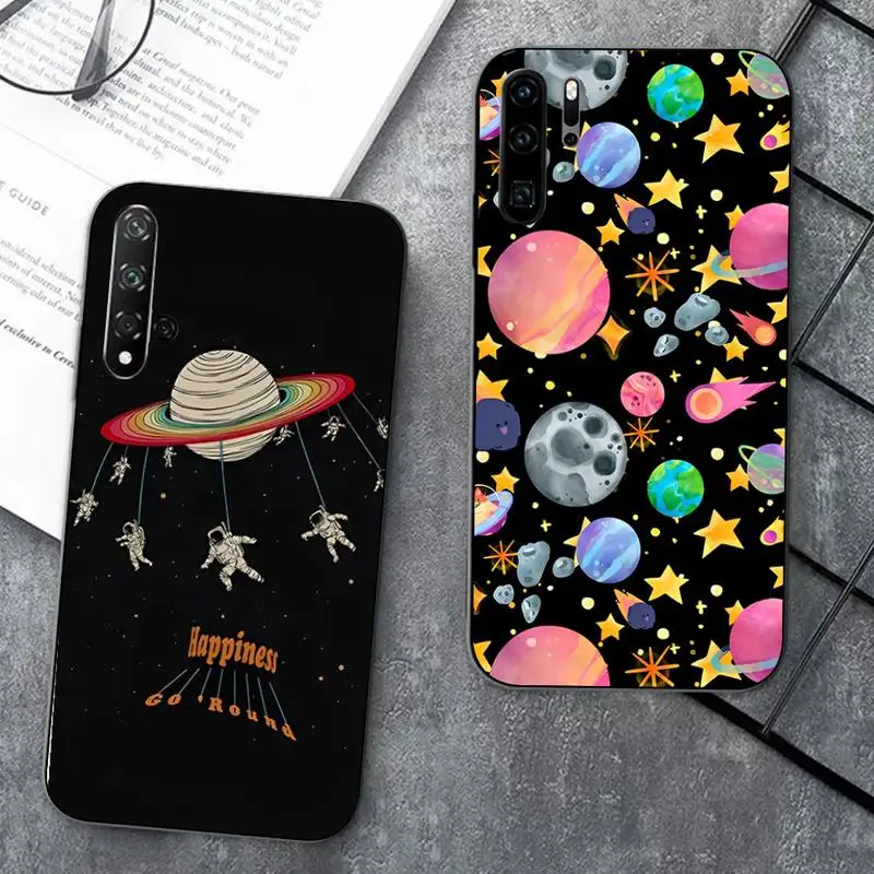 

Outer Space Planet Stars Moon Phone Case For Huawei Honor 10 lite 9 20 7A pro 9X pro 30 pro 50 pro 60 pro 70 pro plus