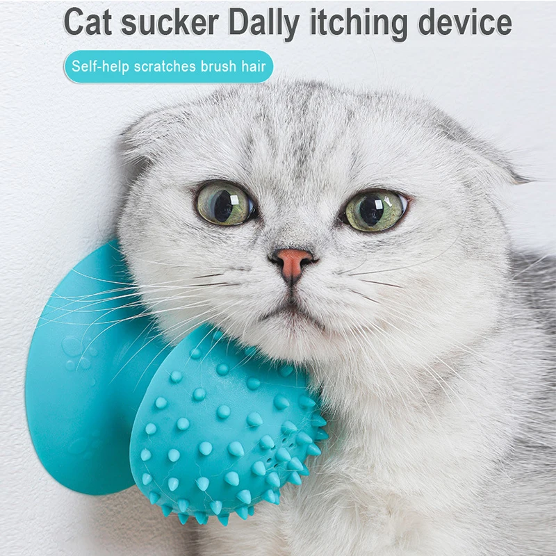 

Rubber Pet Cat Comb With Suction Cup Pet Granular Brush Durable Pet Cat Horn Brush Massage Beauty Instrument Pet Cat Massager