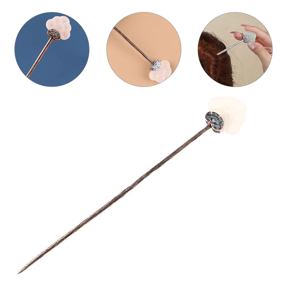 

Japanese Hair Accessoriess Women Hairpin Chinese Bun 16X2CM Jade Accessories Hanfu Alloy Miss