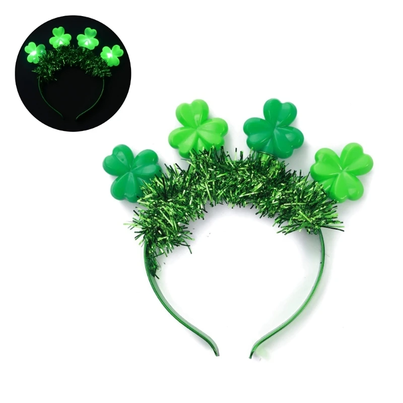 

LED Clover Headband St Patrick Day Decorative Hairband Holiday Hairdress Irish National Day Celebrate Festival Props Y1QD
