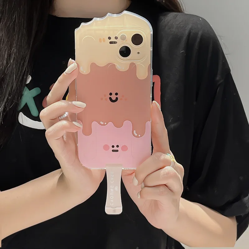 

Cute Melting Ice Lolly Creative Phone Stand Case Cover for IPhone 11 12 13 Pro X XR XS Max Shockproof Case for IPhone 13 Cases