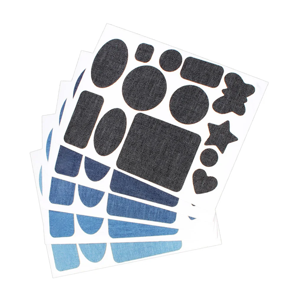 

5 Sheets of Self-adhesive Denim Patches Decorative Denim Stickers Clothes Denim Patches