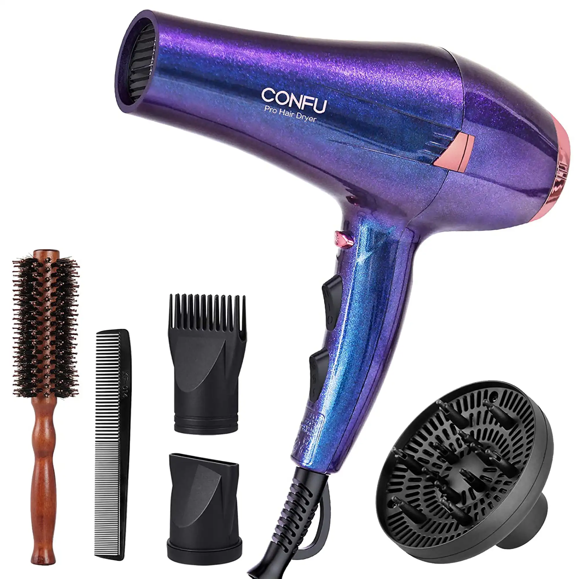 

Professional Hair Dryer, Negative Ionic Blow Dryer with Diffuser and Concentrator, ETL Certified