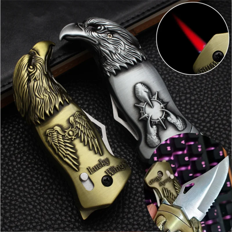 

Outdoor Multifunctional Metal Eagle Folding Knife Windproof Cigarette Lighter Smoking Set Creative Gift