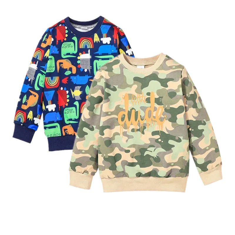

Детская толстовка с круглым вырезом на заказ, Осенний Камуфляжный пуловер для маленьких мальчиков с мультяшным рисунком, Детская Милая одежда 35