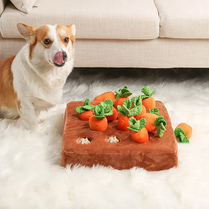 

Dog Cat Toy Carrot Plush Pet Vegetable Chew Toy Sniff Pets Hide Food Toys To Improve Eating Habits Durable Chew Dogs Accessories