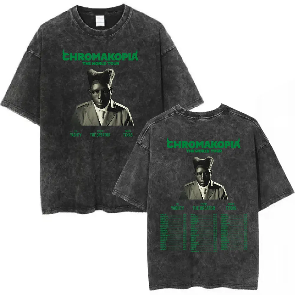 Tyler The Creator Chromakopia World Tour винтажная стираная футболка мужская одежда хлопковая
