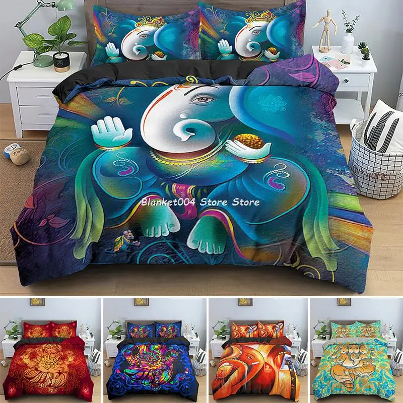 

Lord Ganesha 3D Psychedelic Bedding Sets Colorful Mandala Duvet Cover Single King Queen Size With PIllowcase 2/3pcs Bedclothes