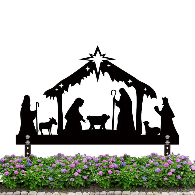 

Outdoor Nativity Scene Sign Outdoor Nativity Scene Silhouette Display With Metal Stakes Easy Installing Sturdy Yard Decor For