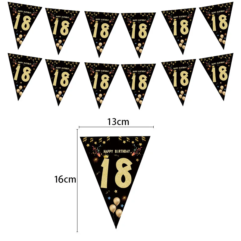 

30 40 50 60 Year Happy Birthday Banner Streamer For Party Backdrops Decoration Adult Birthday Anniversaire 40age Black Flags
