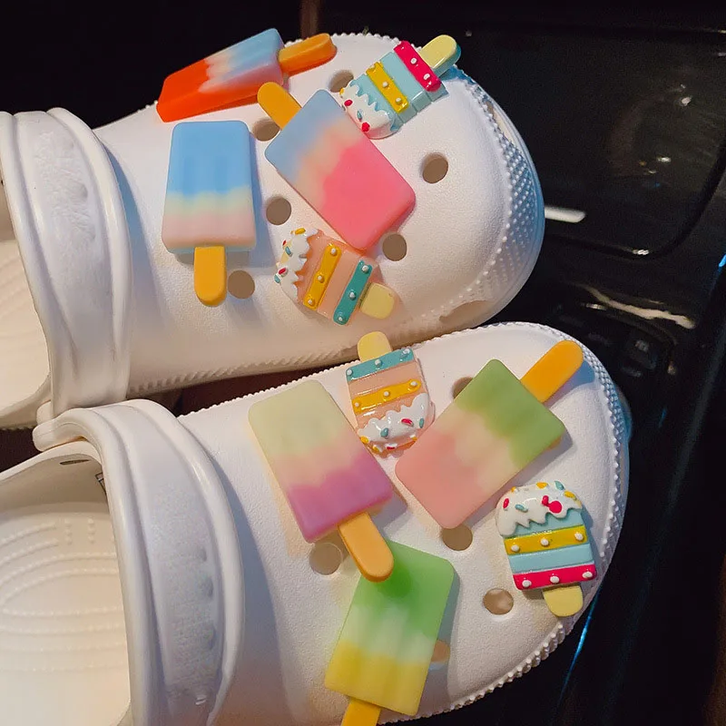 

10pcs/set Shoe Decoration Buckle croc Charms cute ice cream Accessories DIY Combination Jibz Kids Gifts kid friends gift