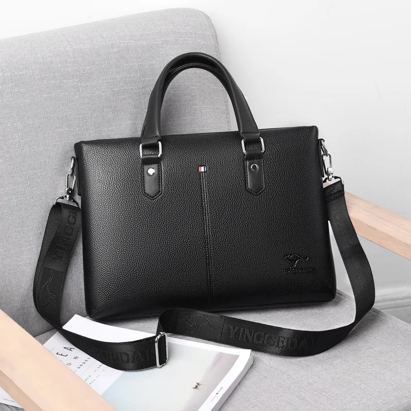 

PU Leather Business Men Briefcase Office Male Laptop Hand Bag Waterproof Shockproof to Protect Tablet Pouch