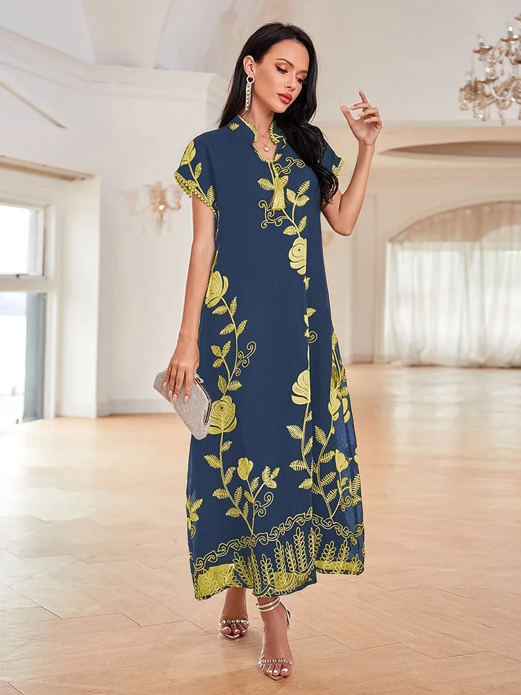 

TOLEEN Women Casual Elegant Maxi Long Evening Party Dress 2022 Summer Luxury Embroidery Beaded Flowers Abaya Turkey Robe Vestido