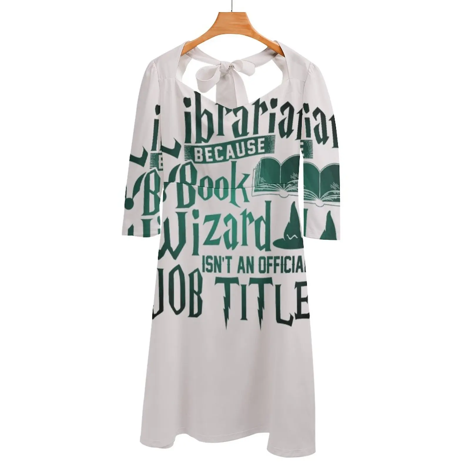 

Library Wizard Back Lacing Backless Dress Square Neck Dress Sweetheart Knot Flared Dress Wizard Librarian Library Books