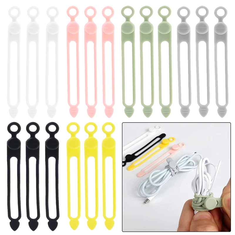 

Silicone Cable Straps Wire Organizer for Earphone Phone Charger Mouse Data Cord Reusable Fastening Cable Ties Cord Organizer