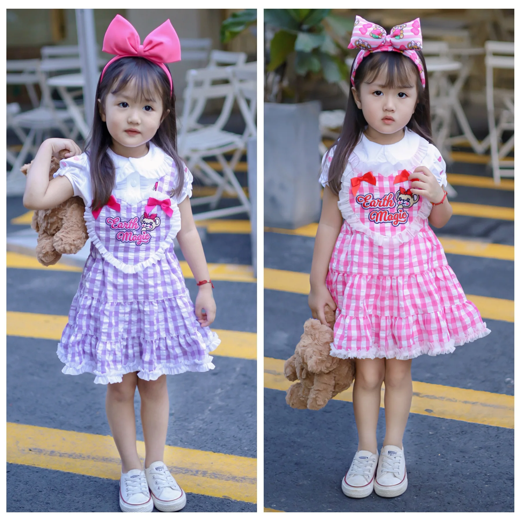 

Girls Vestidos Summer New Girls' Strap Dress Cute Bear Cartoon Princess Dresses Treasure Strap Skirts Japanese Kids Clothes Robe