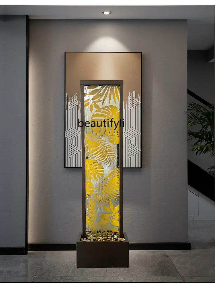 

Entrance Decoration Big Decorations Living Room Entrance Light Luxury Fountain Water Floor Water Curtain Wall