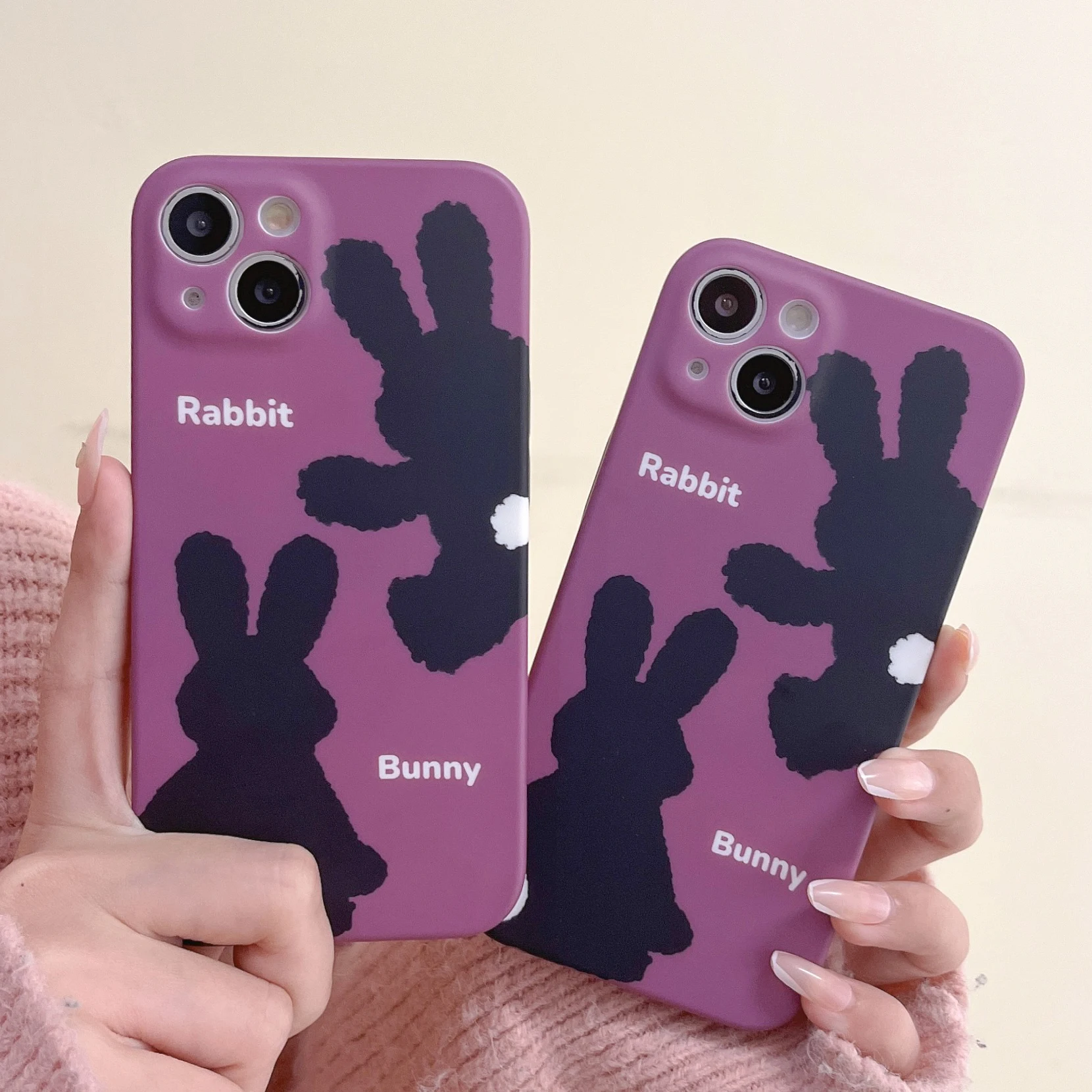 

Two Rabbits Phone Case For iPhone 11 12 13 14 Pro MAX 6 6S 7 8 Plus XS 12 13 Mini X XR SE20 Silicone Protect the Lens