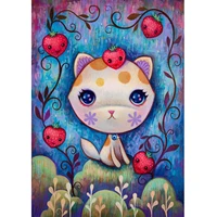 5d diamond painting strawberry flower cat full drill by number kits for adults diy diamond set arts craft decorations a0810