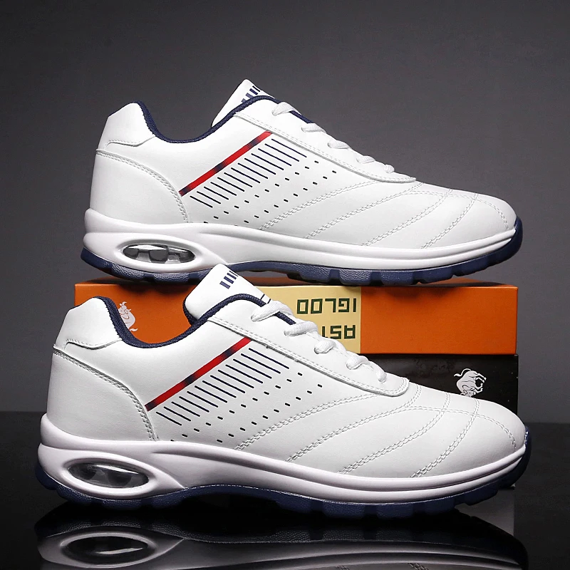 

Men Leather Shoes White Outdoor Sneakers Male Footwear Casual Air Cushion Man Shoe Lace-up Men Luxury Sneakers 39-46