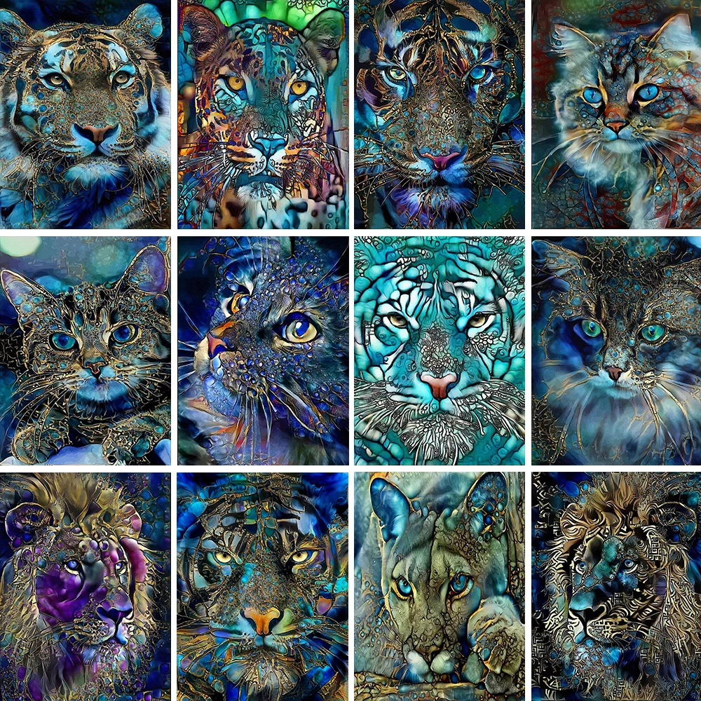 

DIY Diamond painting Cat Tiger Animal landscape Full Square/Round Drill Wall Decor Resin Diamond Embroidery Craft Cross Stitch