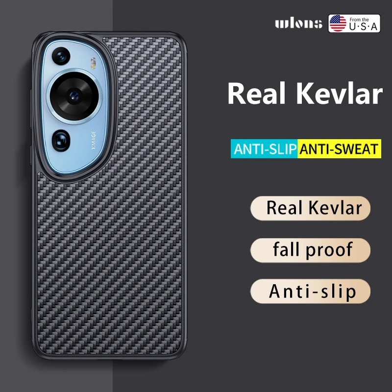 

Real Kevlar Genuine Aramid Fiber Phone Case For Huawei P60 Art Magnetic Wireless Charging Case Airbags Shockproof Back Cover