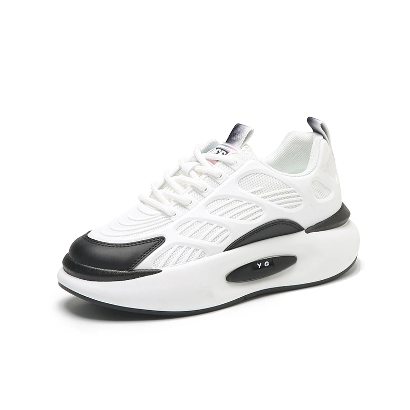 

2022 New Mesh Sneakers Woman Round Toe Lace Up Leisure Women's Travel Shoes Casual White Mid Heel Summer Running Sneaker Women