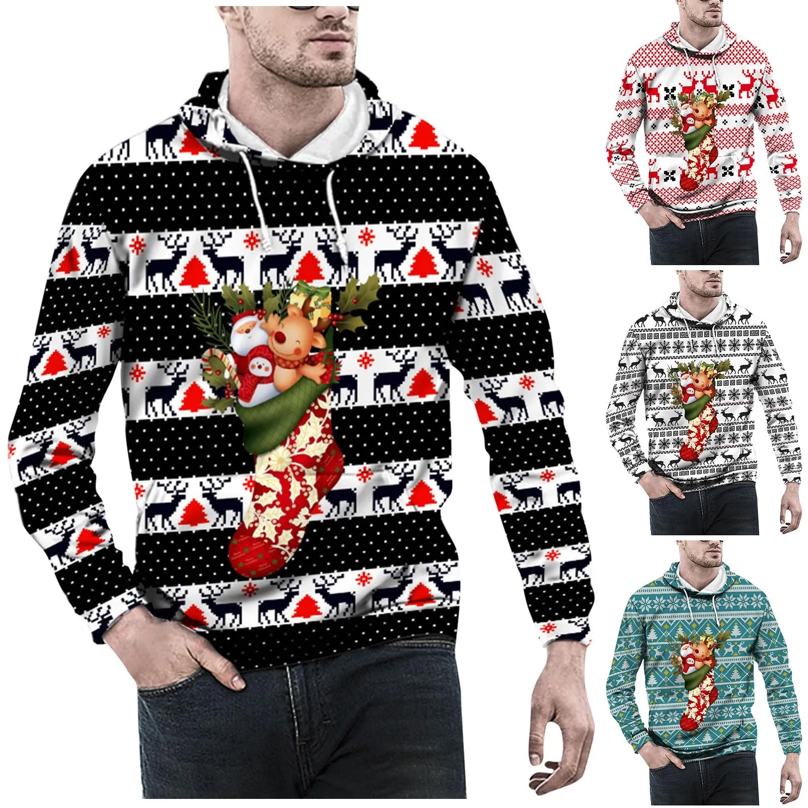 

Christmas Vintage Men Print Autumn Winter Long Sleeve Hoodie Hoodie Top Sweatshirts Hooded Anime Y2k Clothes Sweater Sportswear