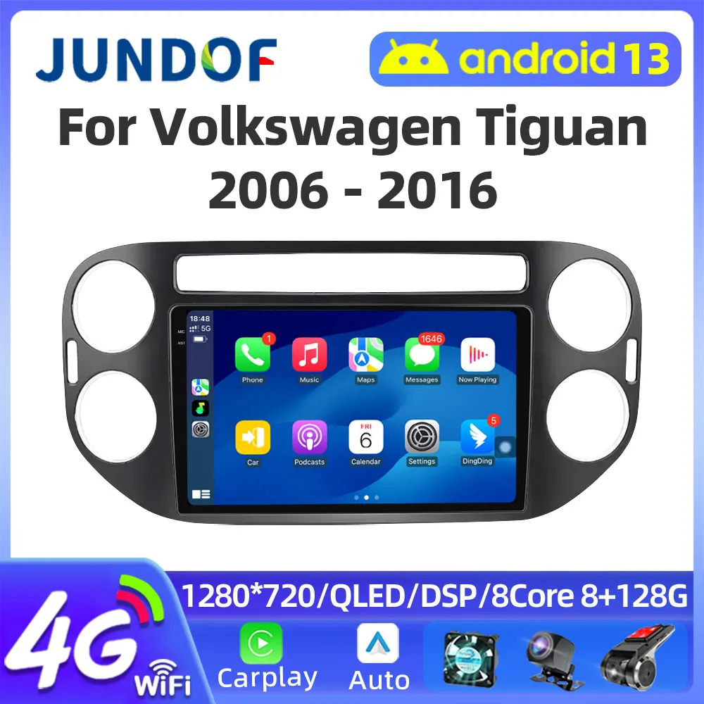 Автомобильный радиоприемник JUNDOF для VW Volkswagen Tiguan 2006-2015 Golf Plus беспроводной Carplay Android