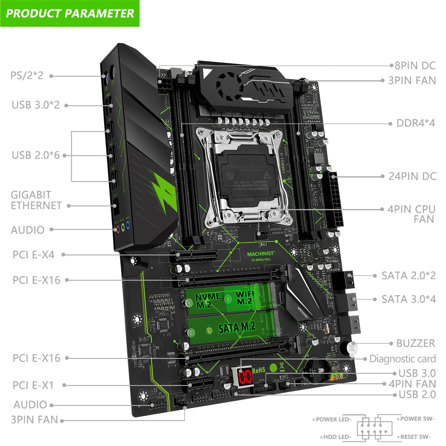 MACHINIST E5 MR9A PRO X99 комплект материнской платы с LGA 2011-3 Xeon 2666 V3 процессор ЦП DDR4 16 Гб ОЗУ
