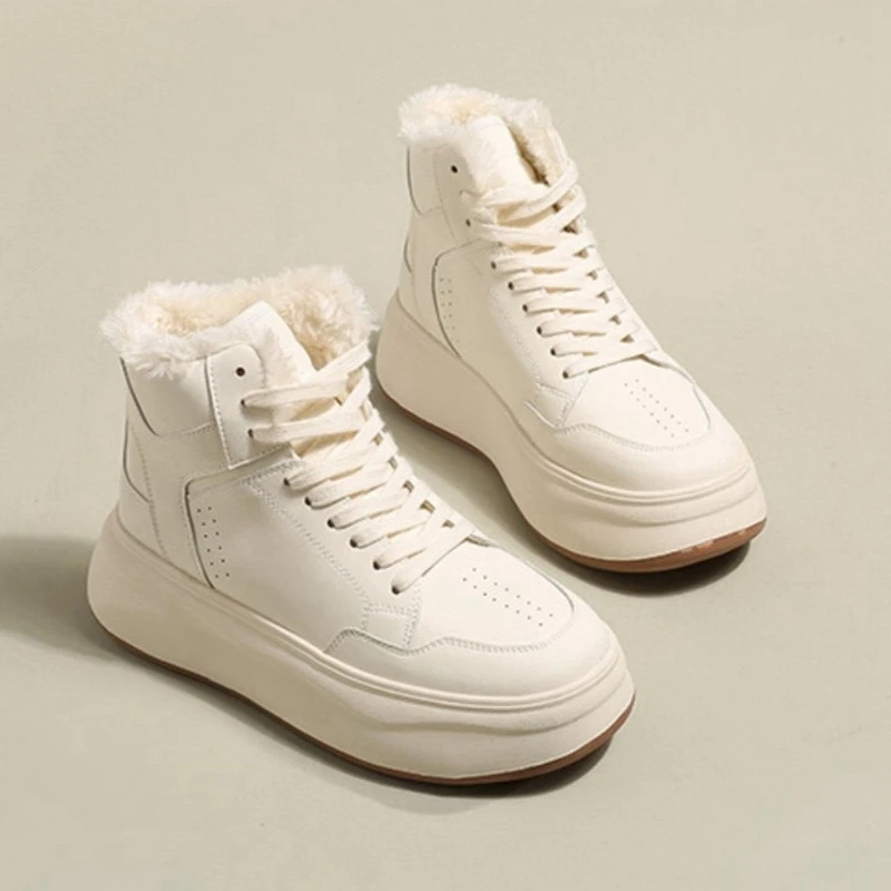 

Autuspin Fashion Classic Women Sneakers Outdoor Keep Warm Winter Sports Shoes Students Street Style Genuine Leather Casual Boots