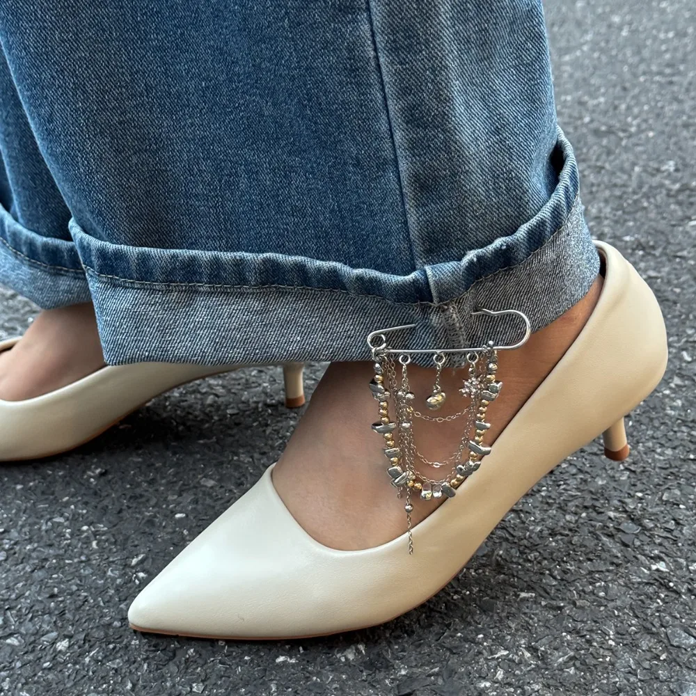 Новый модный циркониевый кулон в форме сердца солнца, нерегулярная цепочка из бисера CCB, многослойная брошь с кисточками для женщин, булавка для брюк, цепочка на щиколотке, ювелирные изделия