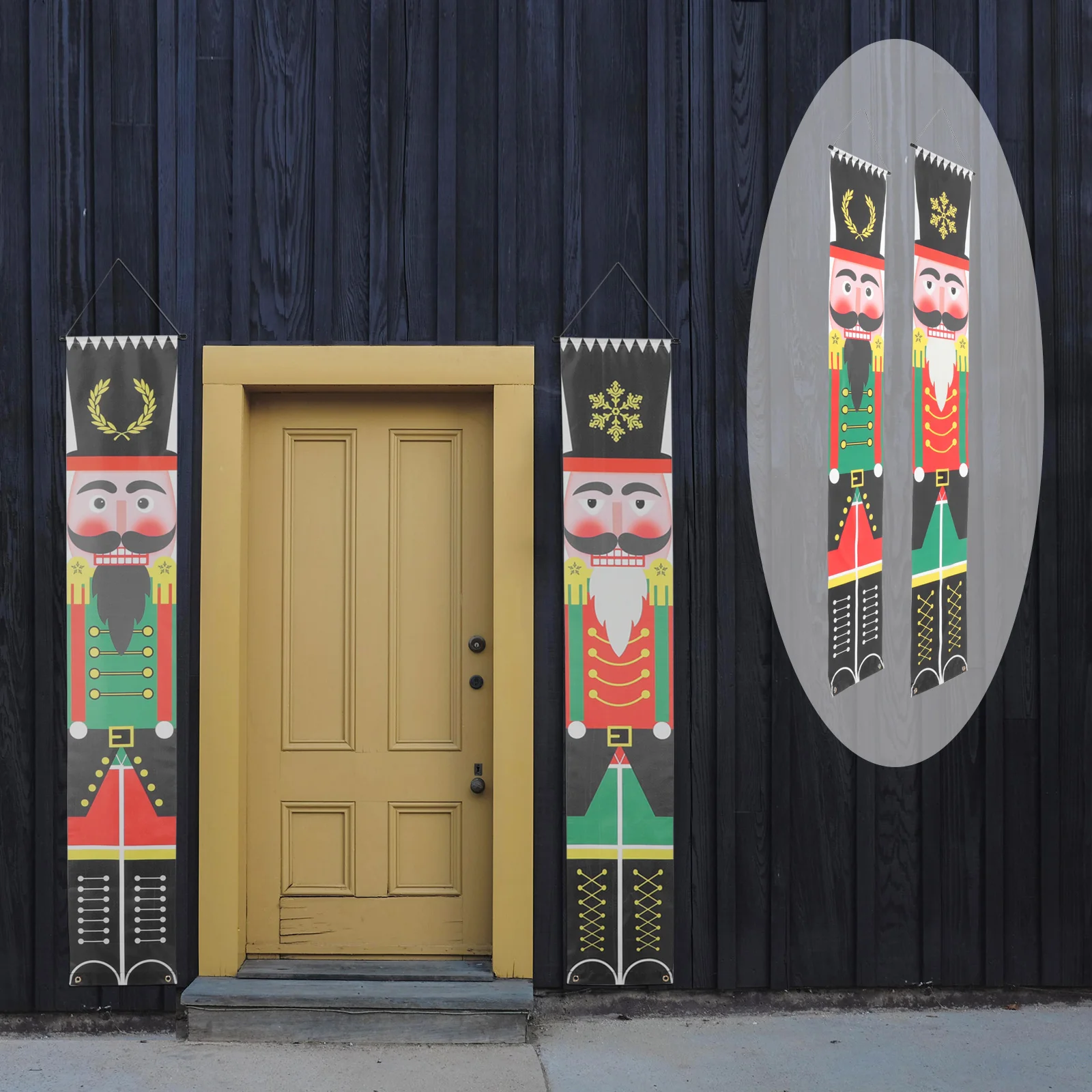 

Christmas Door Nutcracker Couplet Banner Porch Sign Xmas Decorations Outdoor Party Welcome Decoration Merryfront Flag Hanging