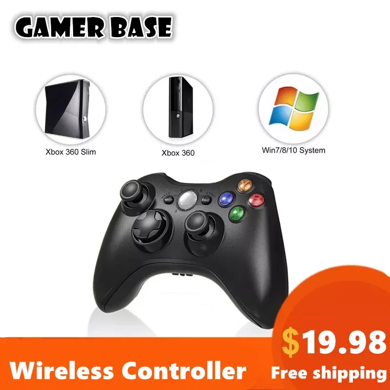 

For Xbox 360 Gamepad 2.4G Wireless Controller With PC Receiver For Windows 7/8/10 Dual-vibration Joystick Wireless Controller