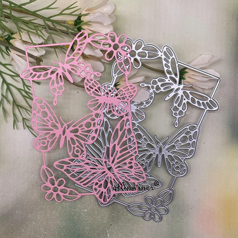 

New Butterfly flower frame DIY Craft Metal Cutting Die Scrapbook Embossed Paper Card Album Craft Template Stencil Die