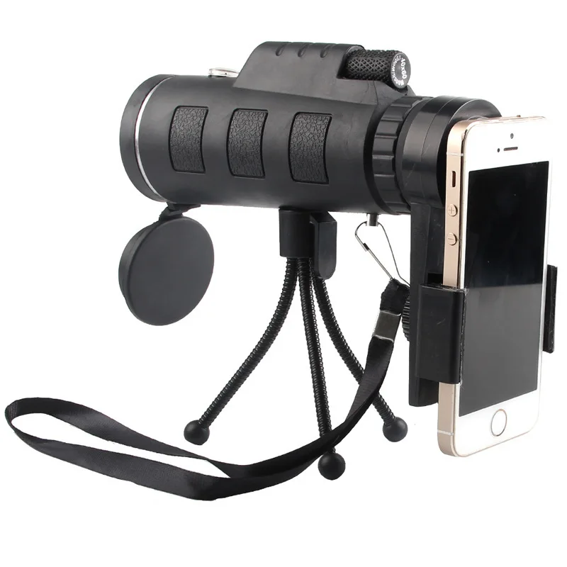 

40X60 Monocular Telescope Wide Angle HD Night Vision Prism Scope with Compass Phone Clip Tripod Outdoor Portable Telescope