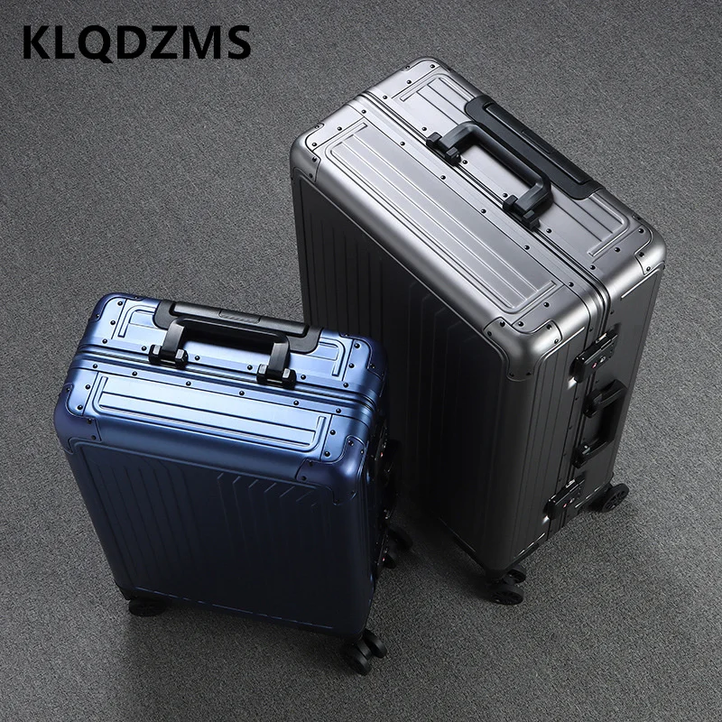 KLQDZMS 20''24''28 Inch Men's Full Aluminum Magnesium Alloy Suitcase Women's Hand Luggage with Wheels Rolling Boarding Box