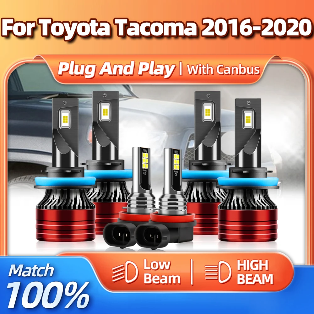 

Canbus LED Headlight Bulbs High Low Beam 60000LM Car Lights Turbo Fog Lamps 12V 6000K For Toyota Tacoma 2016 2017 2018 2019 2020