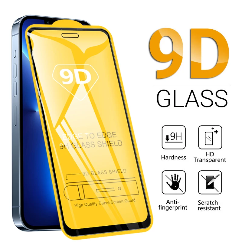 

4PCS 9D Screen Protector Full Cover Tempered Glass for IPhone 13 12 11 Pro Max Mini X XR XS Max 7 8 plus Multi-layer Reinforced