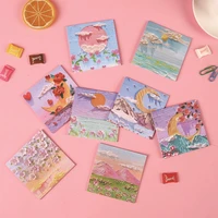 korean oil painting sticky notes creative cute girl student romance memo pad notepads stationery office simple learn label paper