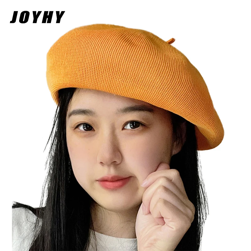 

Женский трикотажный берет JOYHY, вязаный дышащий французский берет с большой головкой, стильная облегающая Шапка-бини в виде грибов для весны ...