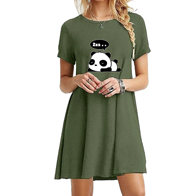 

2022 New Fashion Women Dress Summer Short Sleeve O-Neck Party Dress Loose Mini Dress Female Boho Beach Dresses