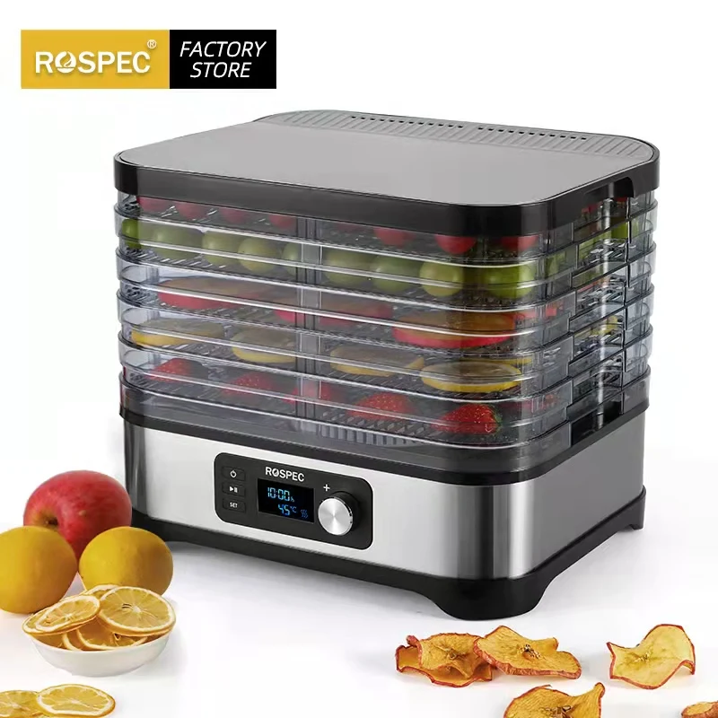 ROSPEC BPA FREE 5 Trays Food Dryer Dehydrator with Digital Timer and Temperature Dryer Beef Jerky Fruit Vegetable Meat