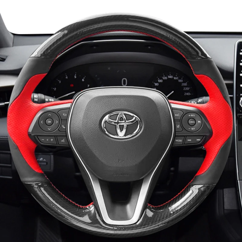 

customized leather carbon fiber hand sewn steering wheel cover For Toyota RAV4 Camry Corolla Highlander avalon Car interior