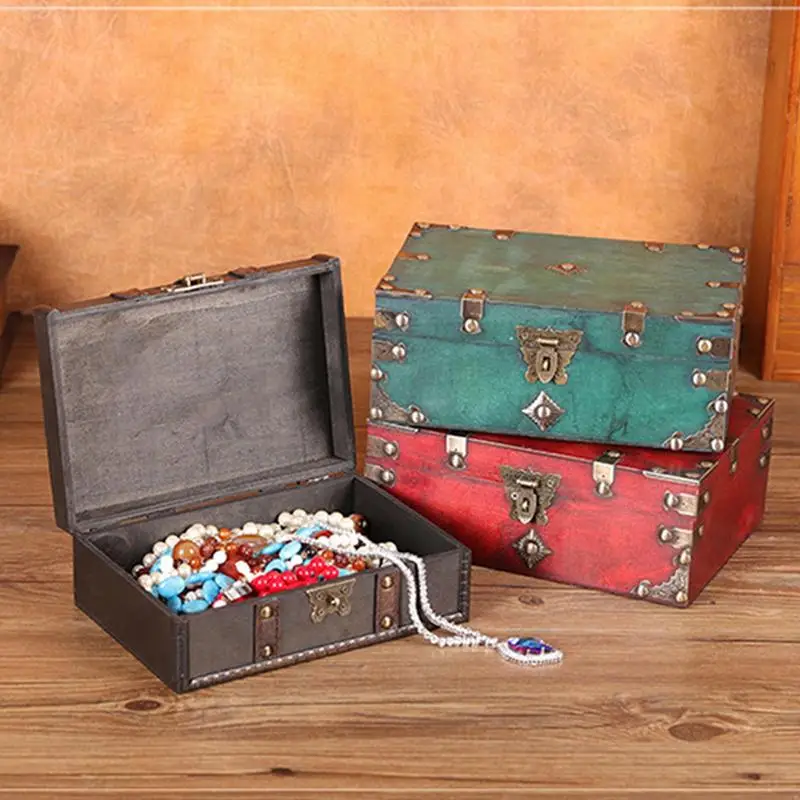 

Jewelry Organizer Box Vintage Treasure Box Jewelry Travel Case Wooden Jewelry Container Decorative Jewelry Box For Necklace