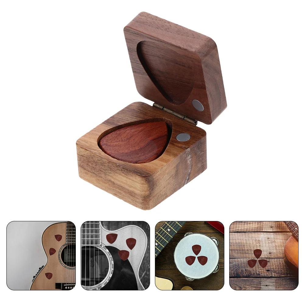 

Guitar Picks Pick Box Bass Holder Wooden Thumb Plectrum Ukulele Container Storage Accessories Case Plectrums Acoustic Finger