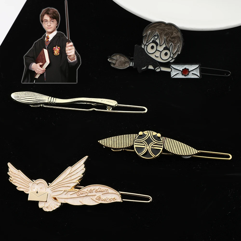 

Harri Magic Wand Metal Hairpin Cartoon Hedwig Fan Collection Hair Clip for Fashion Women Charms Jewelry Accessories Toy Gift